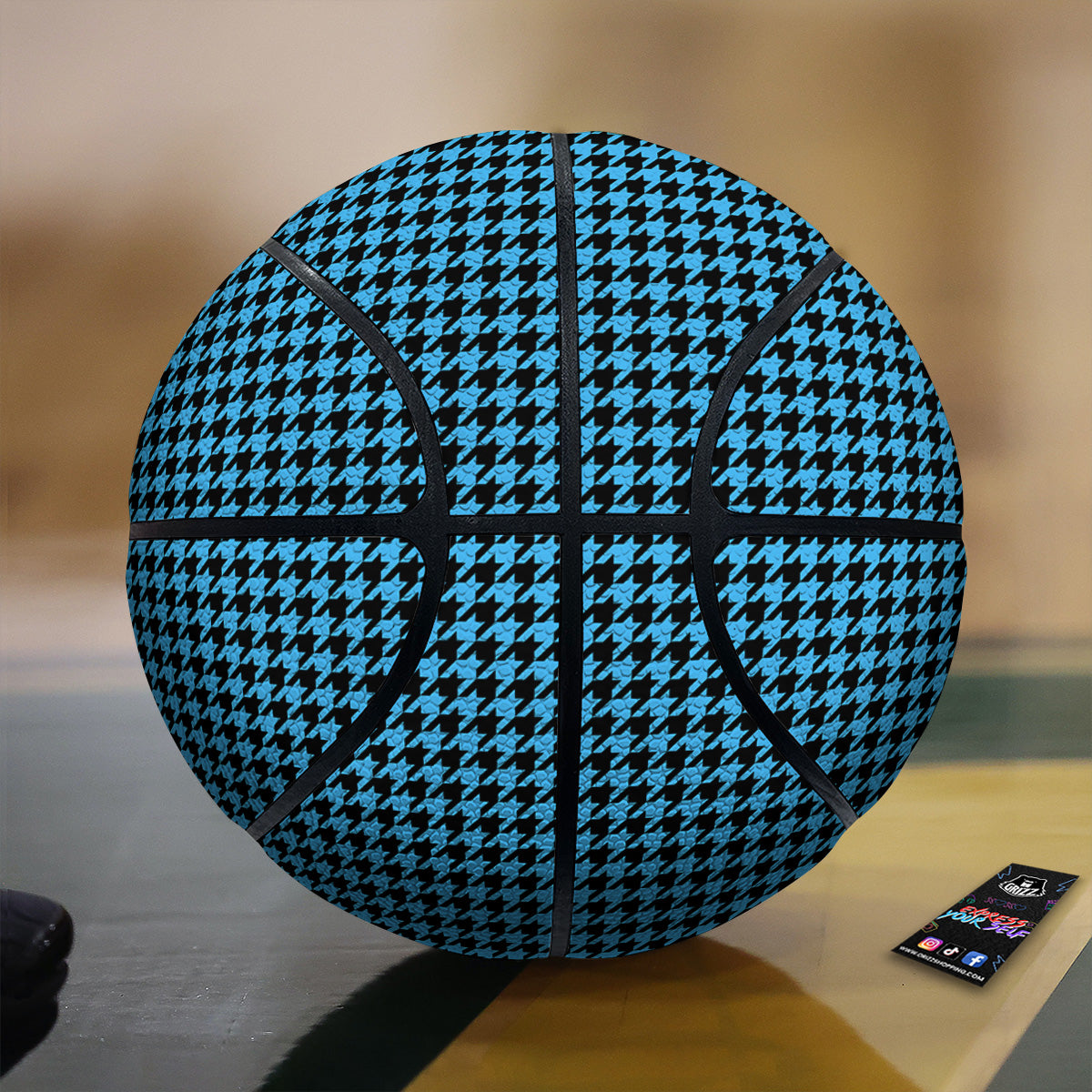 Houndstooth Black And Blue Print Basketball