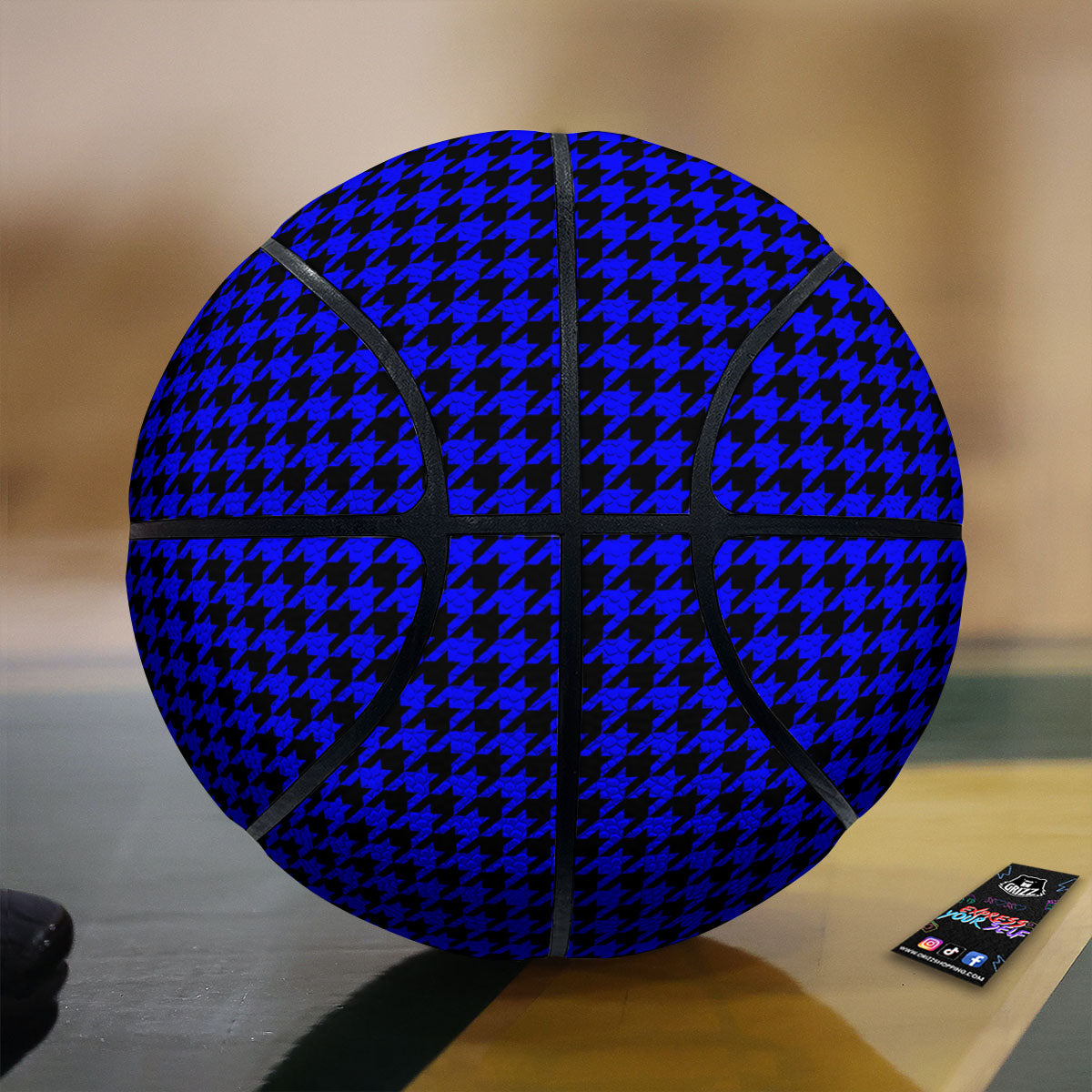 Houndstooth Black And Blue Print Pattern Basketball