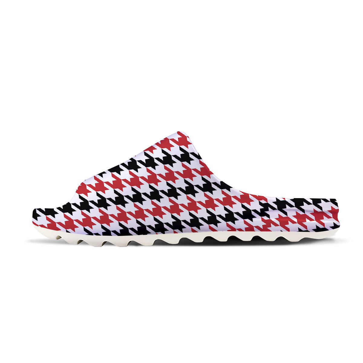 Houndstooth Black And Red Print Pattern Sandals-grizzshop