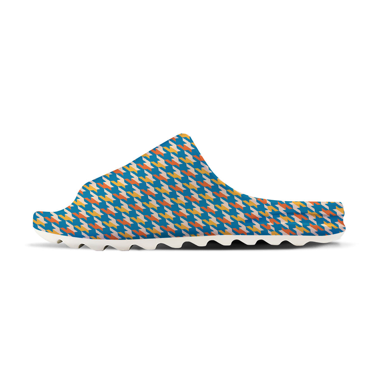 Houndstooth Blue And Orange Print Sandals-grizzshop