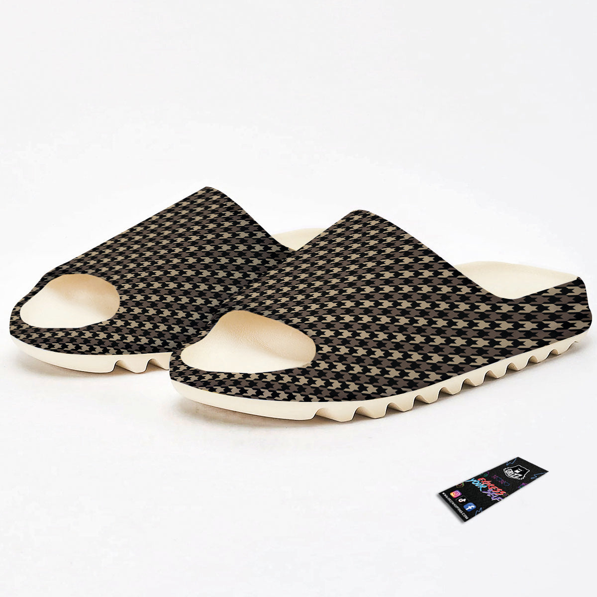 Houndstooth Brown Print Pattern Sandals-grizzshop