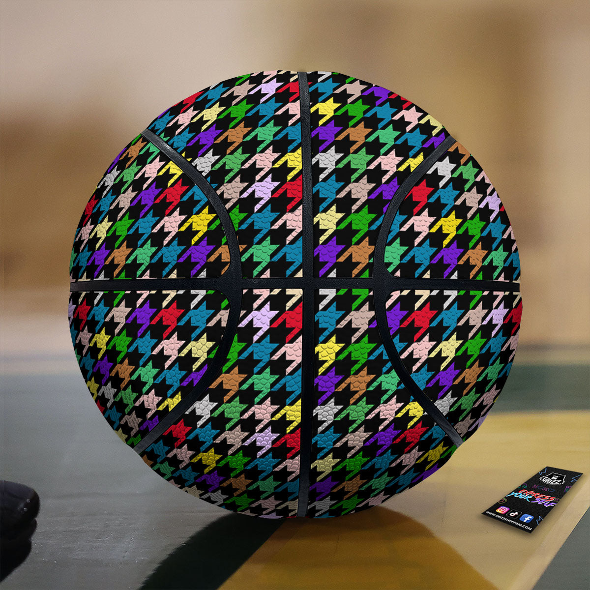 Houndstooth Colorful Print Pattern Basketball