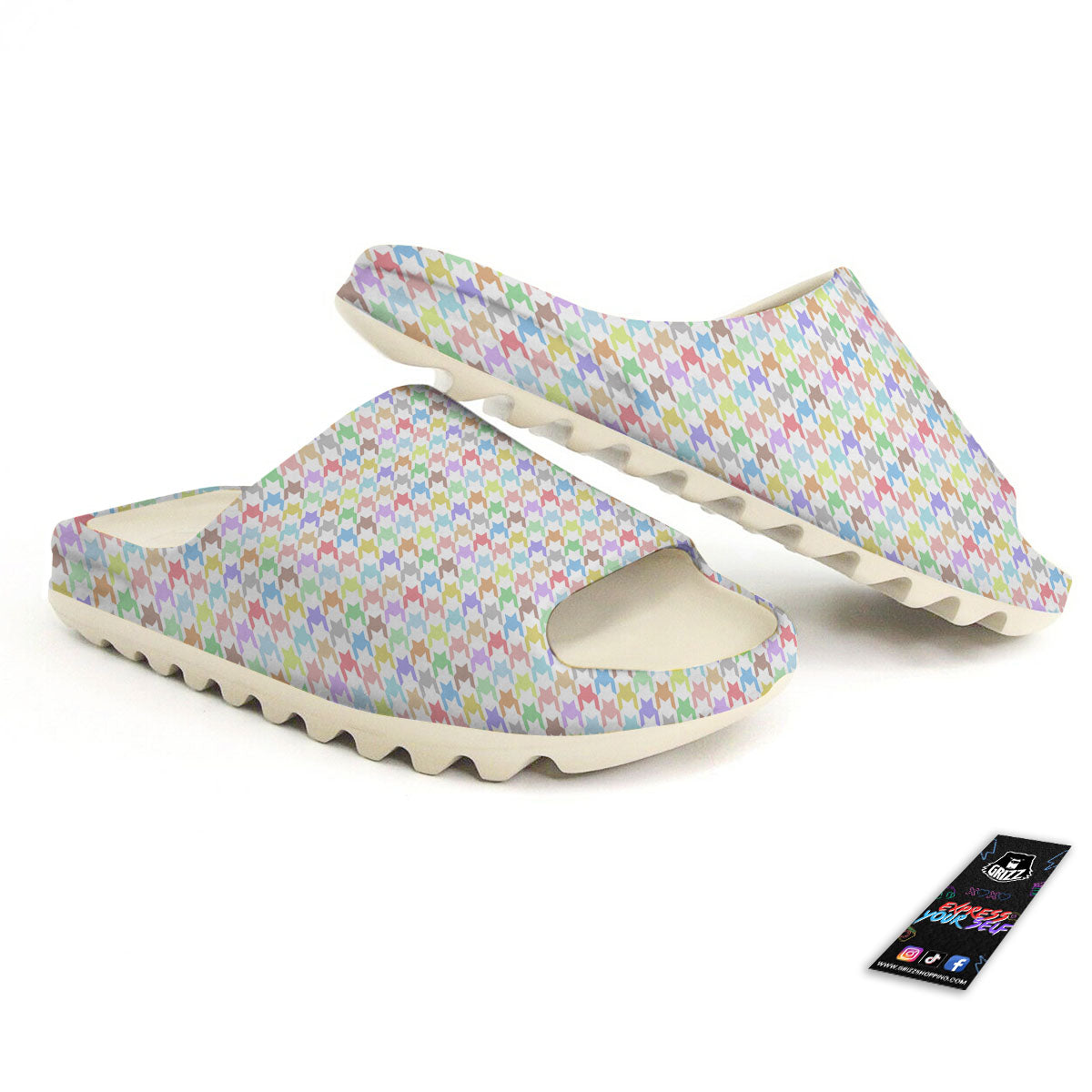 Houndstooth Colorful Print Sandals-grizzshop