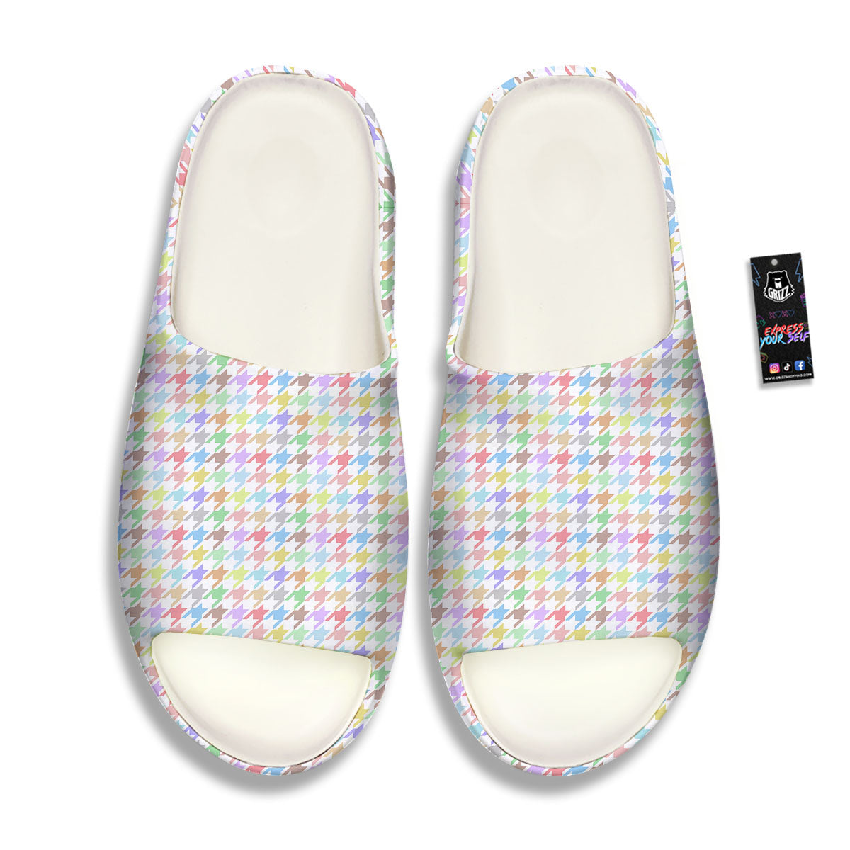 Houndstooth Colorful Print Sandals-grizzshop
