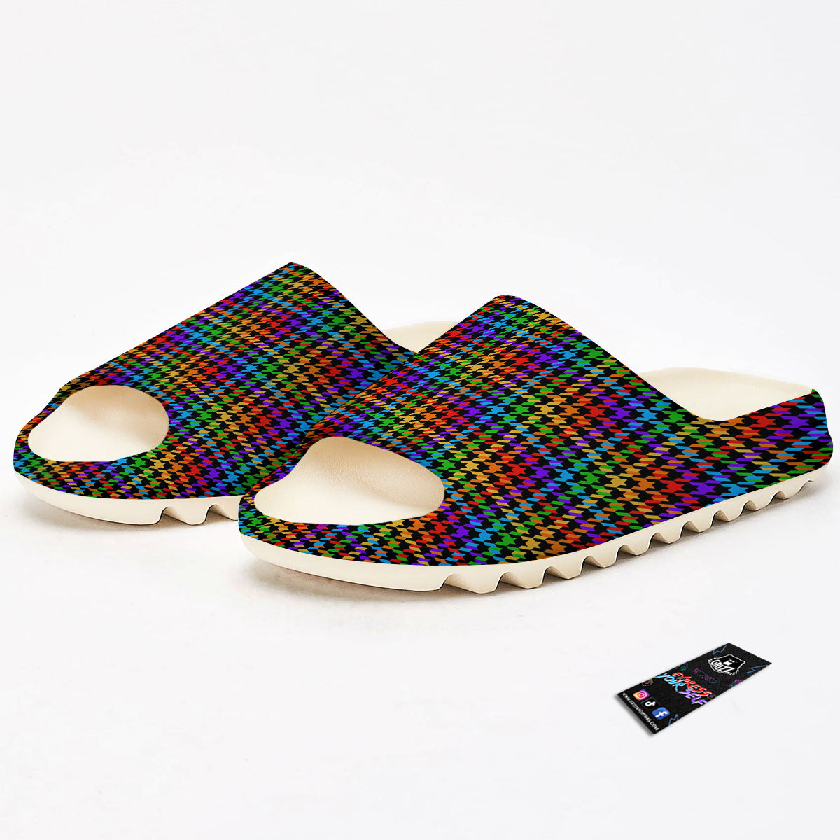 Houndstooth Rainbow Print Pattern Sandals-grizzshop