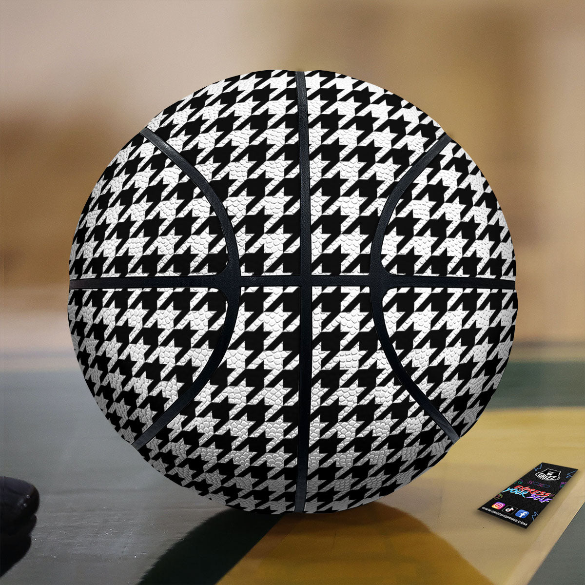 Houndstooth White And Black Print Basketball