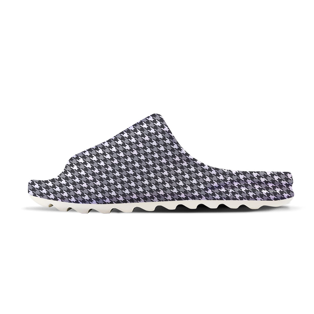 Houndstooth White And Grey Print Pattern Sandals-grizzshop
