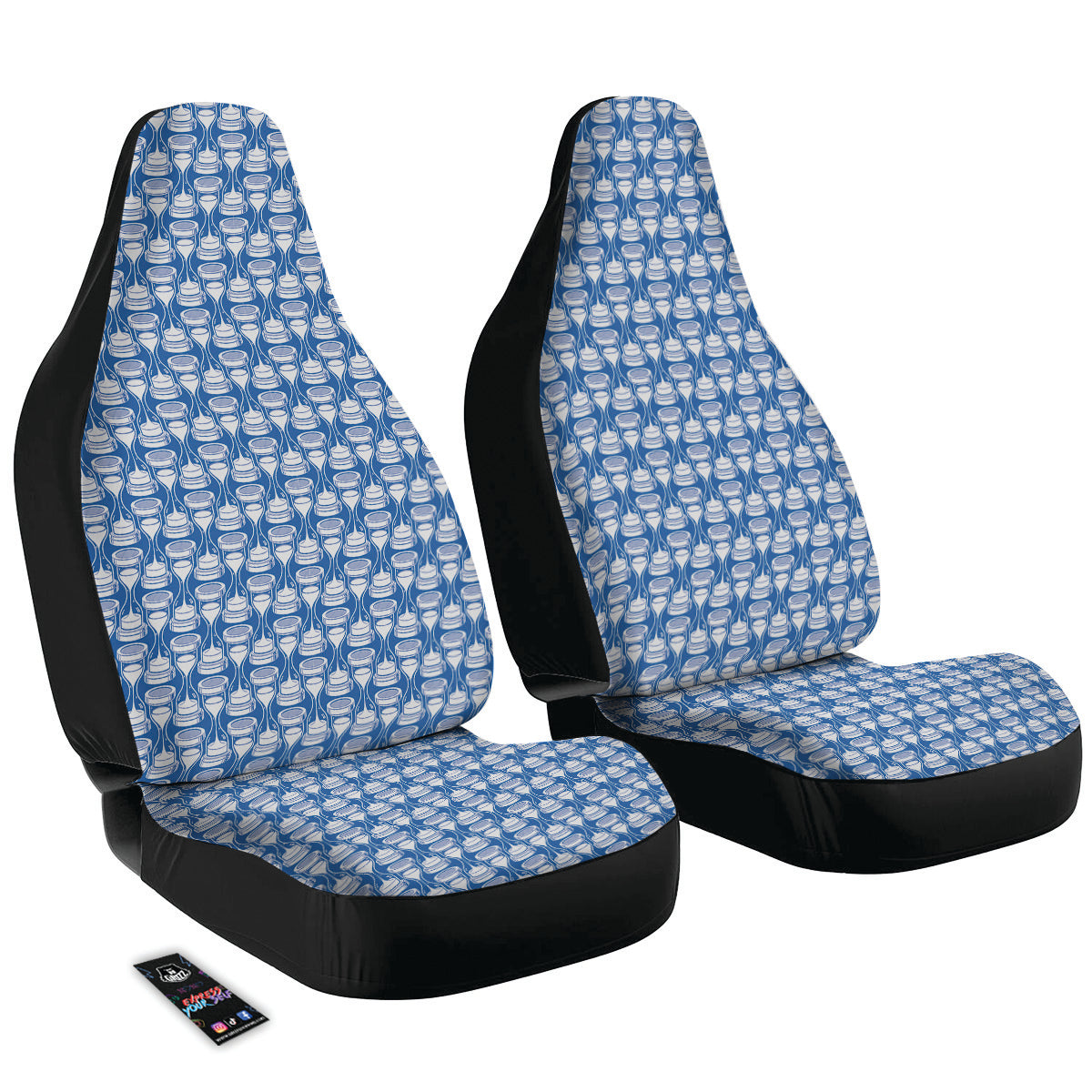 Hourglasses White And Blue Print Pattern Car Seat Covers-grizzshop