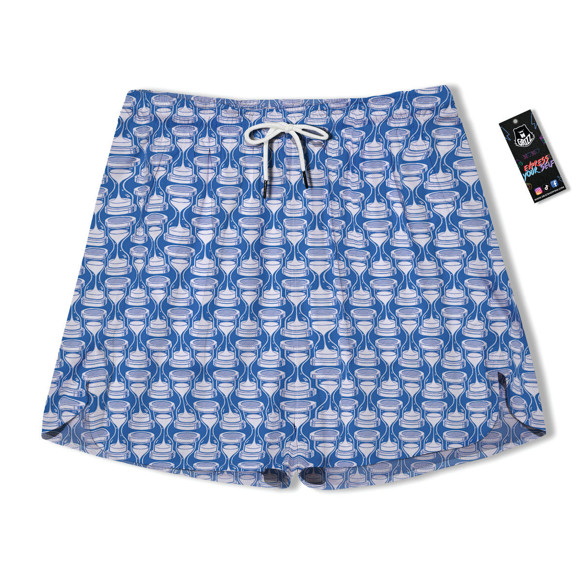 Hourglasses White And Blue Print Pattern Men's Running Shorts-grizzshop