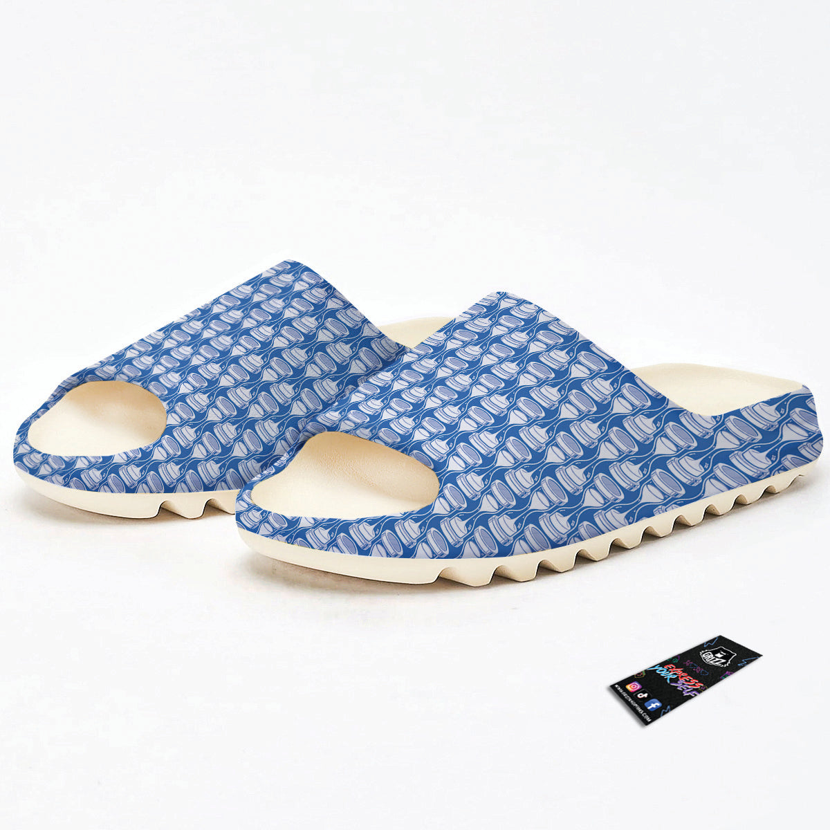 Hourglasses White And Blue Print Pattern Sandals-grizzshop