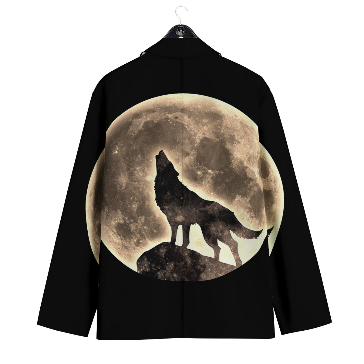 Howling Wolf Full Moon Print Men's Sport Coat-grizzshop