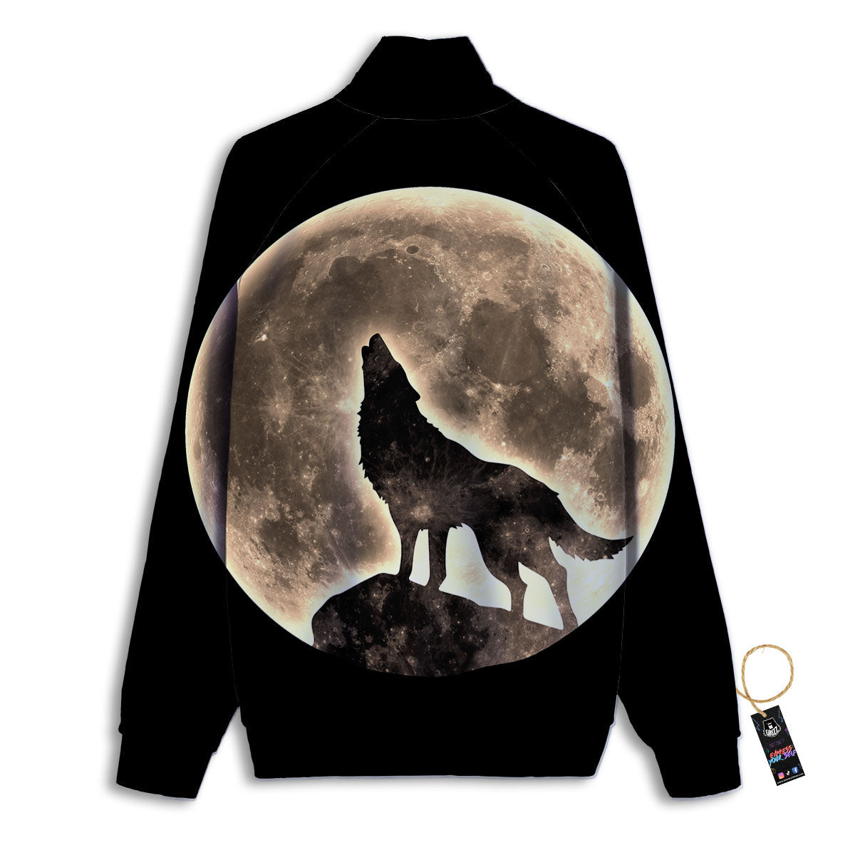 Howling Wolf Full Moon Print Track Jacket-grizzshop