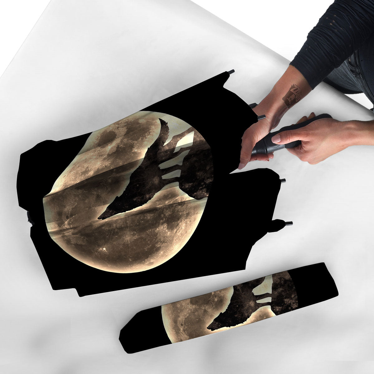 Howling Wolf Full Moon Print Umbrella-grizzshop