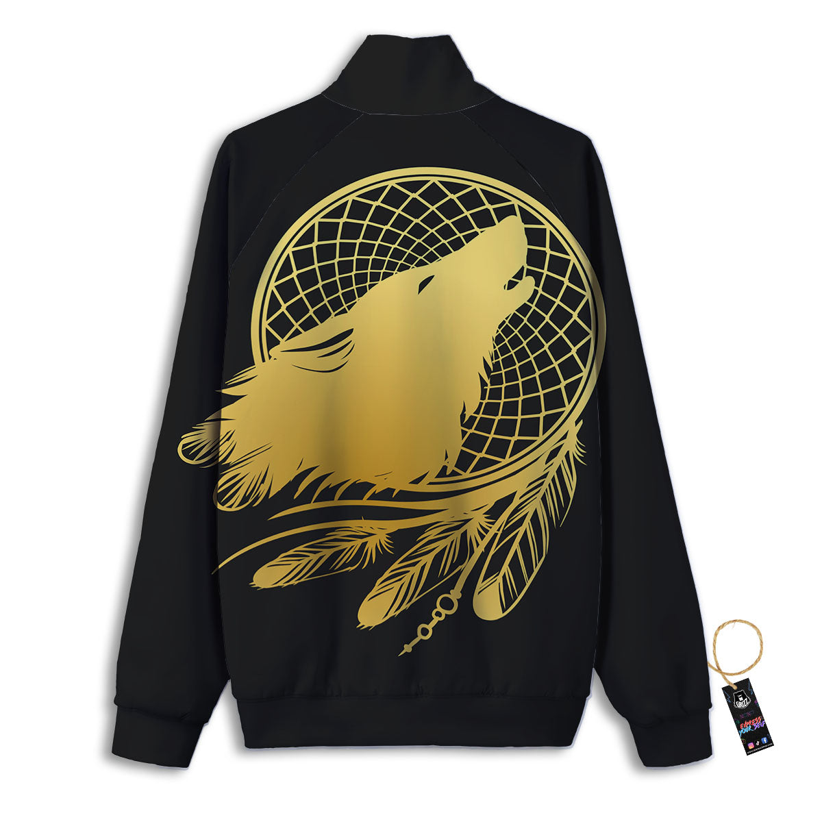 Howling Wolf Golden Bohemian Print Track Jacket-grizzshop