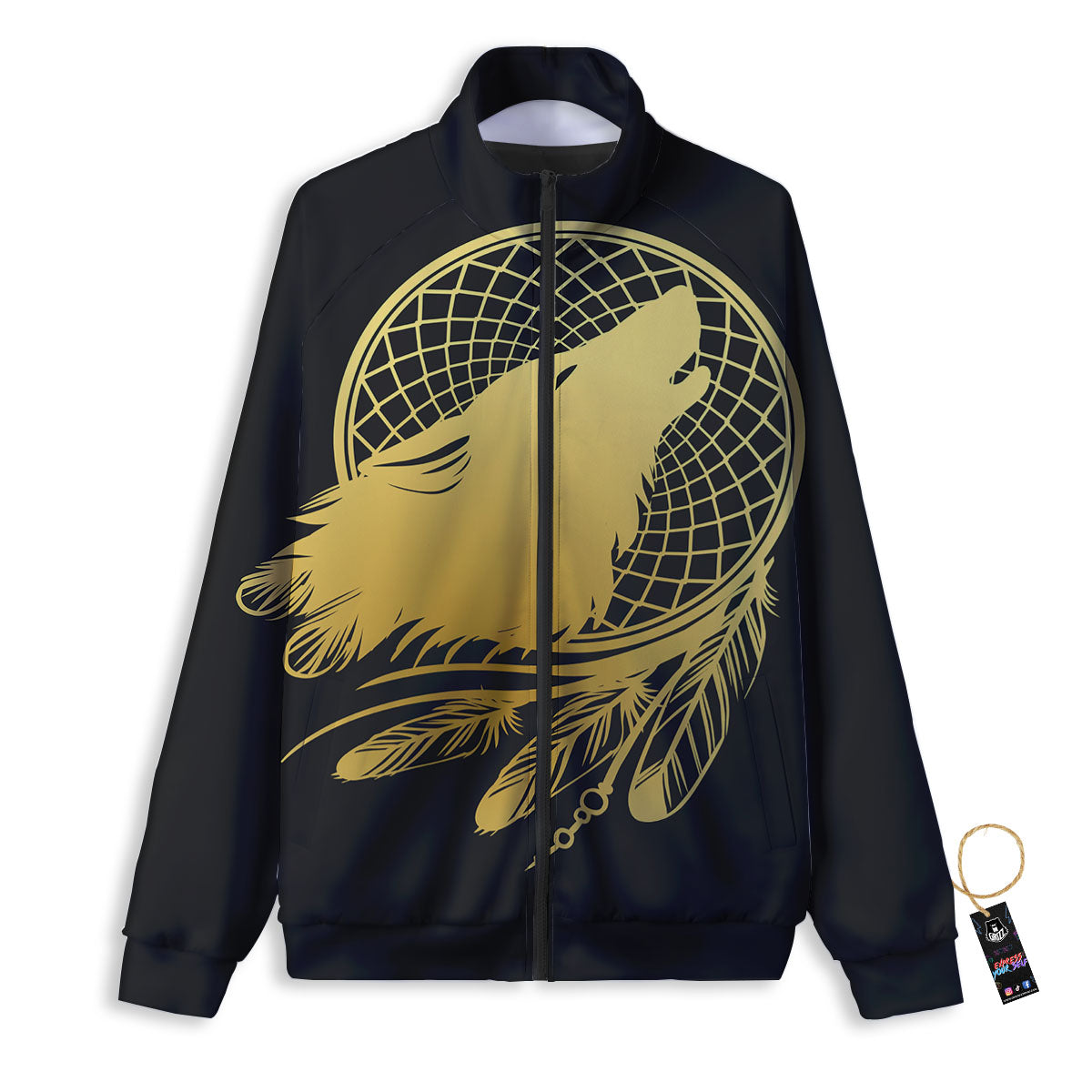 Howling Wolf Golden Bohemian Print Track Jacket-grizzshop