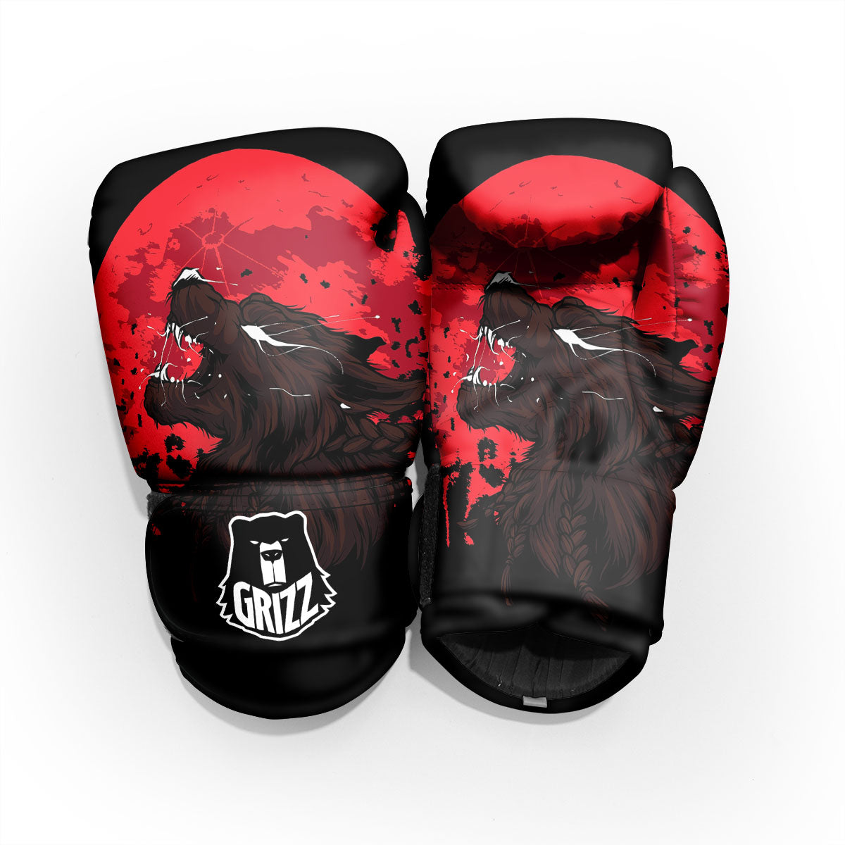 Howling Wolf Red Moon Print Pro Boxing Glove