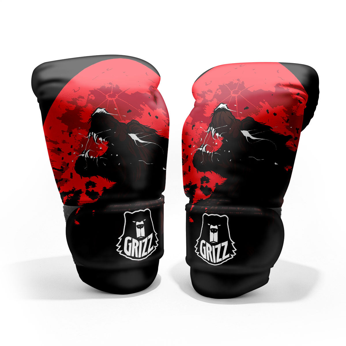 Howling Wolf Red Moon Print Pro Boxing Glove