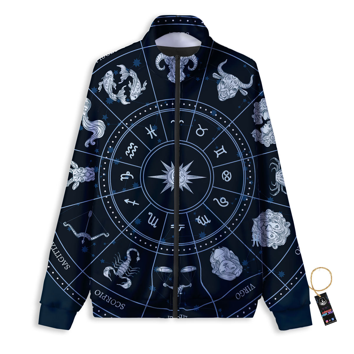 Howling Wolf Red Moon Print Track Jacket-grizzshop