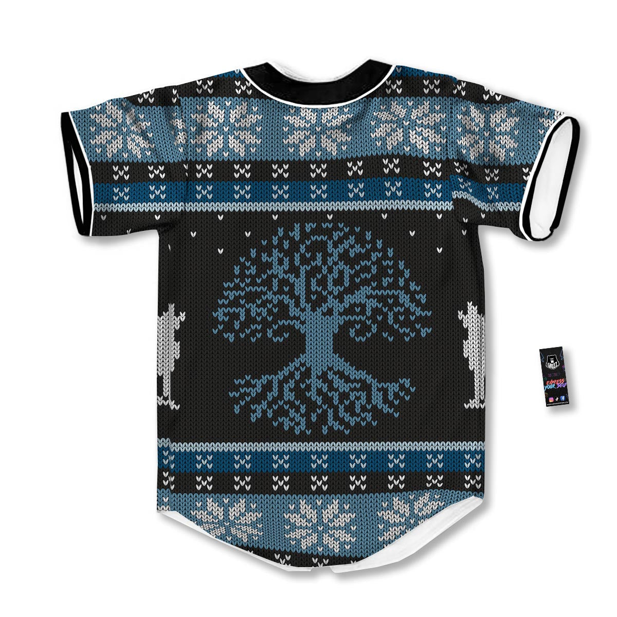 Howling Wolves And Tree Of Life Print Baseball Jersey-grizzshop