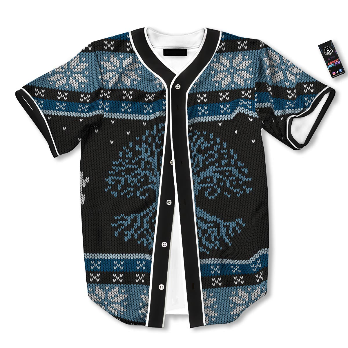 Howling Wolves And Tree Of Life Print Baseball Jersey-grizzshop