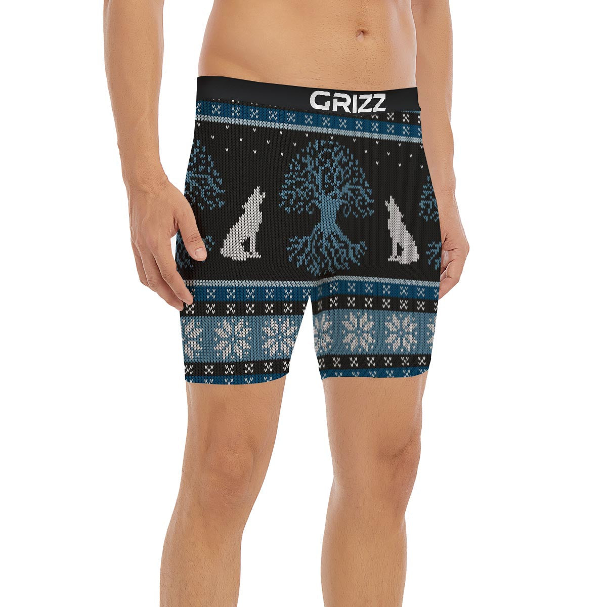 Howling Wolves And Tree Of Life Print Boxer Briefs-grizzshop