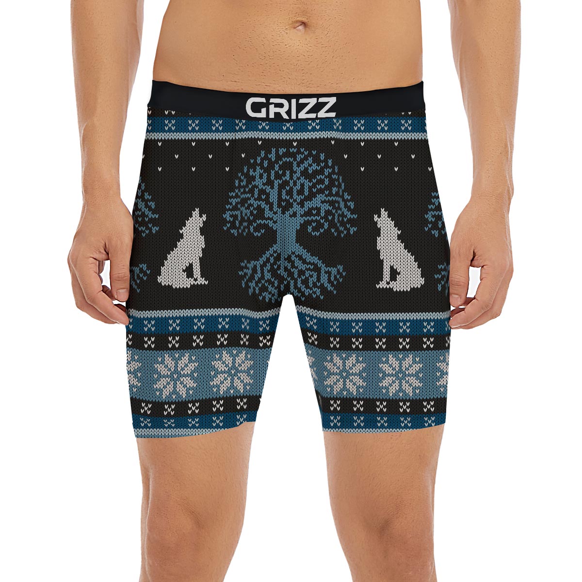 Howling Wolves And Tree Of Life Print Boxer Briefs-grizzshop