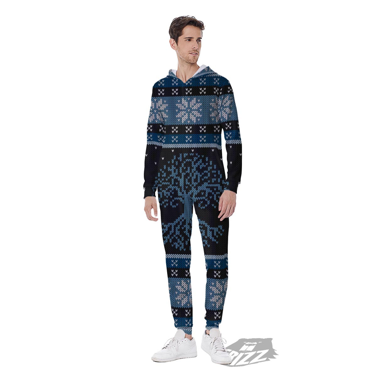 Howling Wolves And Tree Of Life Print Men's Jumpsuit-grizzshop