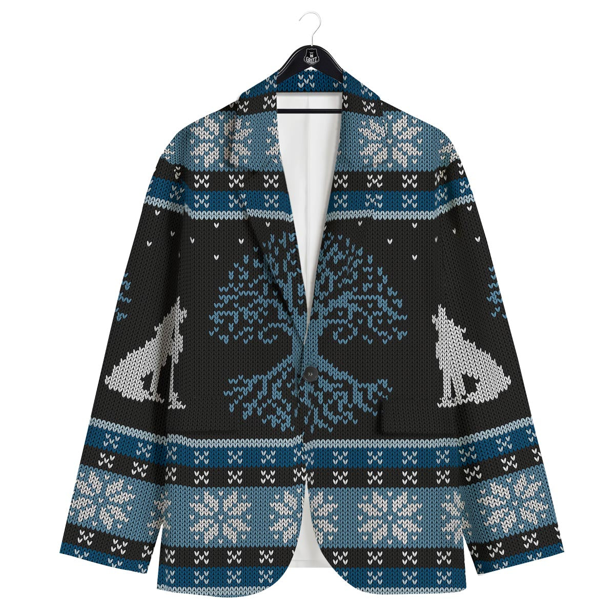 Howling Wolves And Tree Of Life Print Men's Sport Coat-grizzshop
