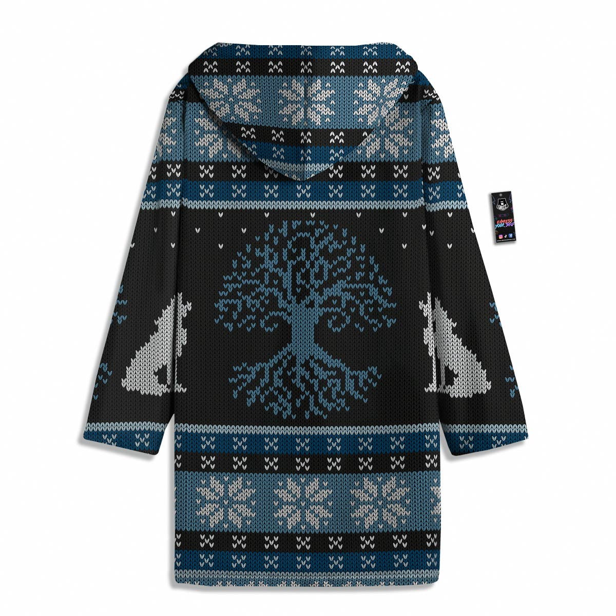 Howling Wolves And Tree Of Life Print Men's Windbreaker Jacket-grizzshop