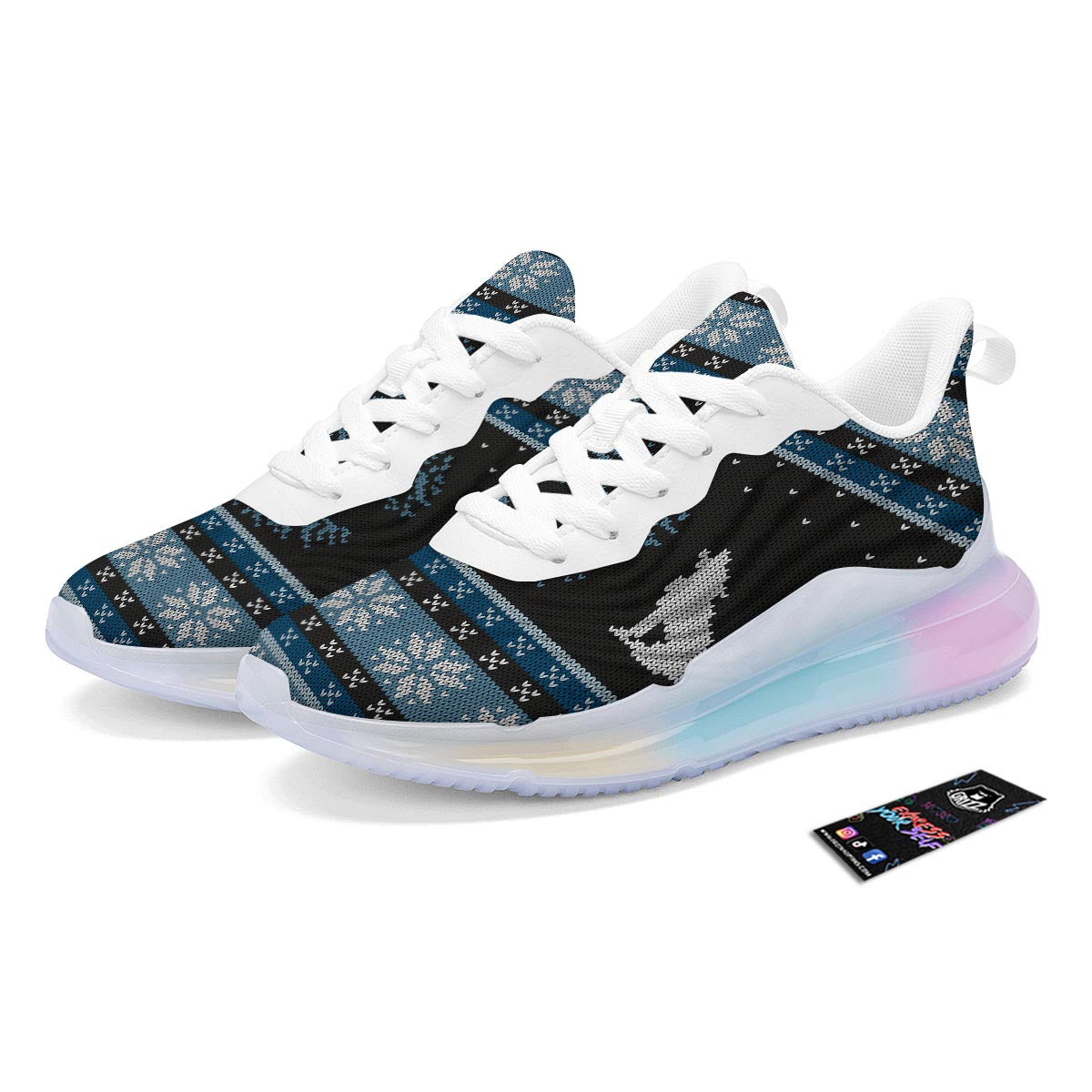 Howling Wolves And Tree Of Life Print Running Sneakers-grizzshop