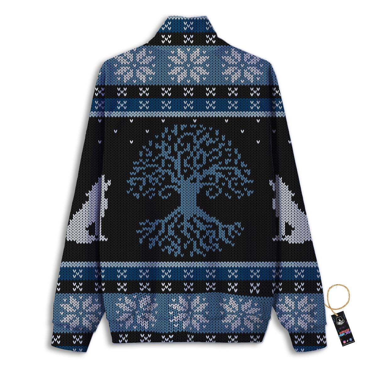 Howling Wolves And Tree Of Life Print Track Jacket-grizzshop