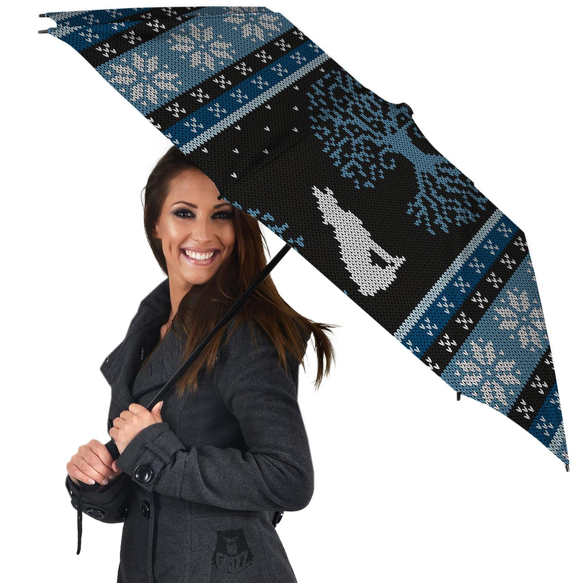 Howling Wolves And Tree Of Life Print Umbrella-grizzshop