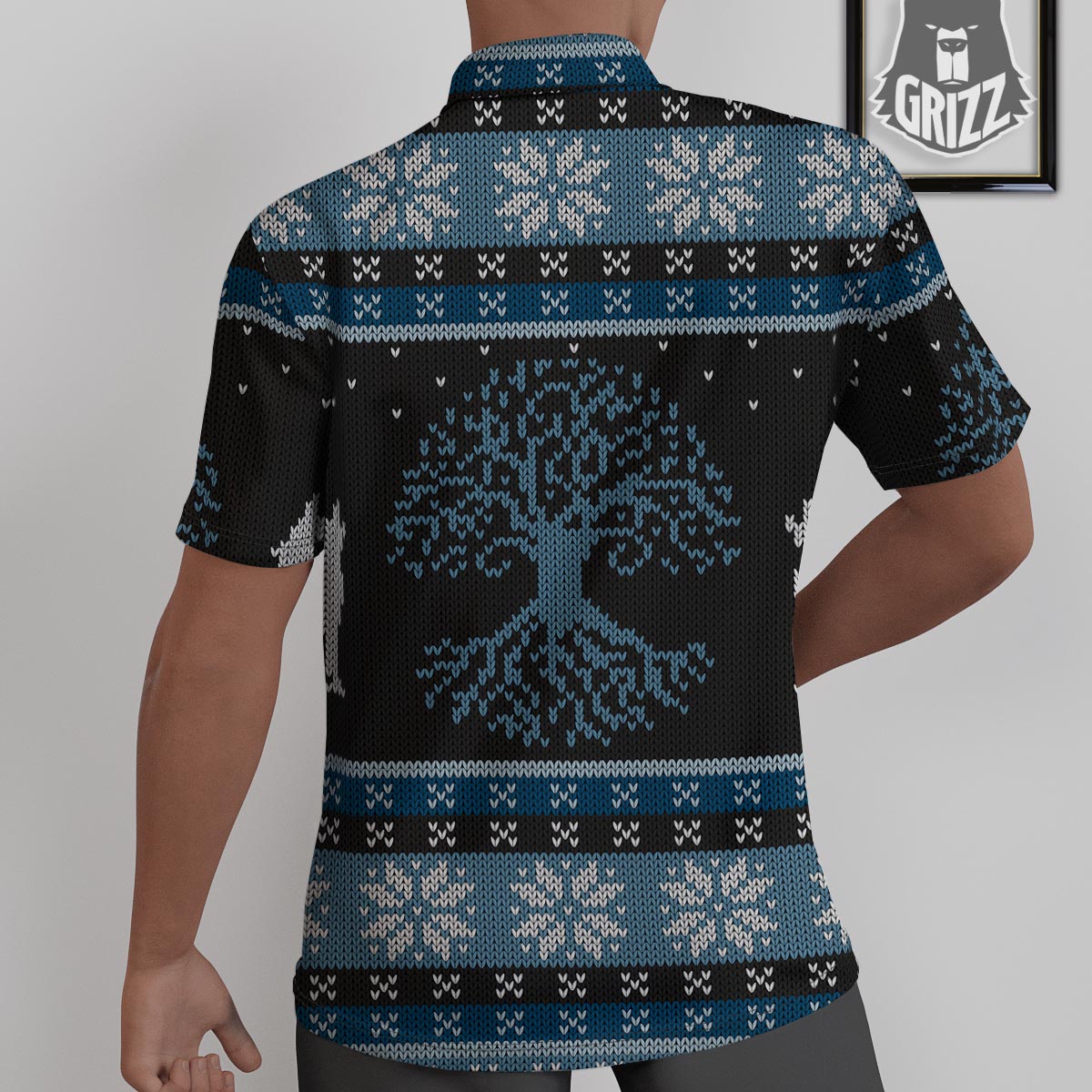 Howling Wolves And Tree Of Life Print Untucked Shirts-grizzshop