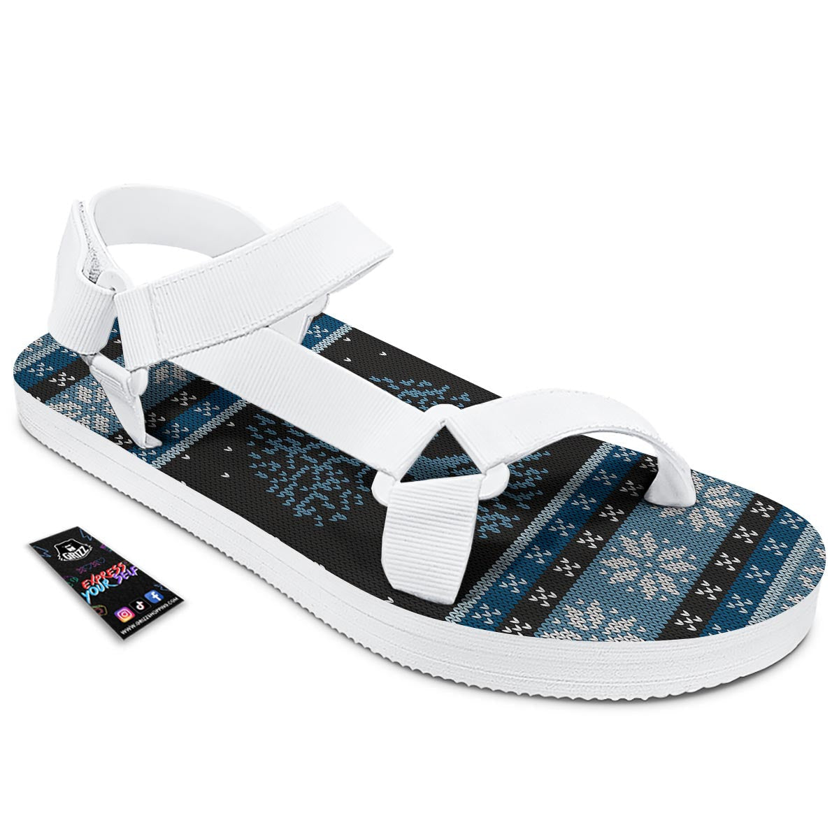 Howling Wolves And Tree Of Life Print White Open Toe Sandals-grizzshop