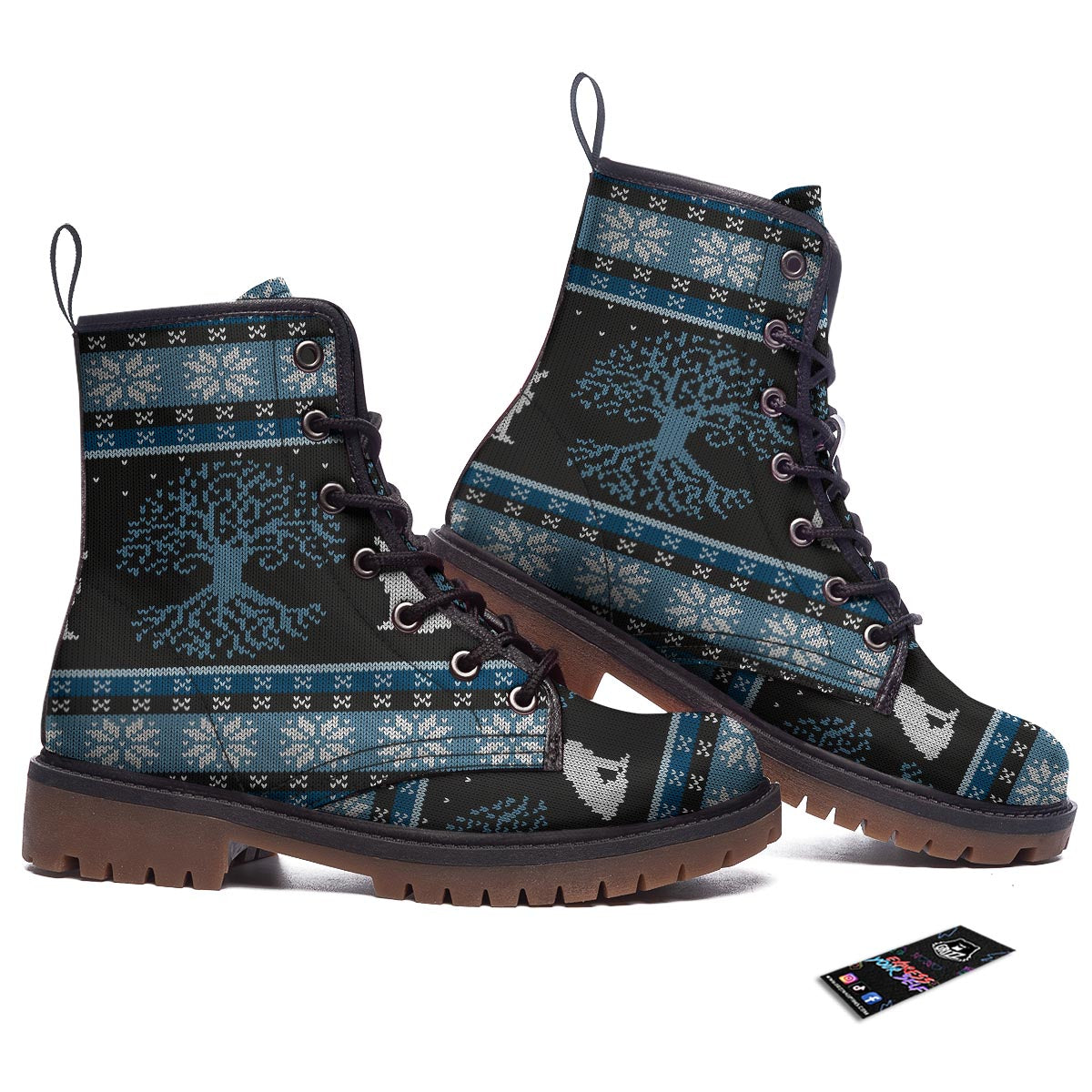 Howling Wolves And Tree Of Life Print Work Boots-grizzshop