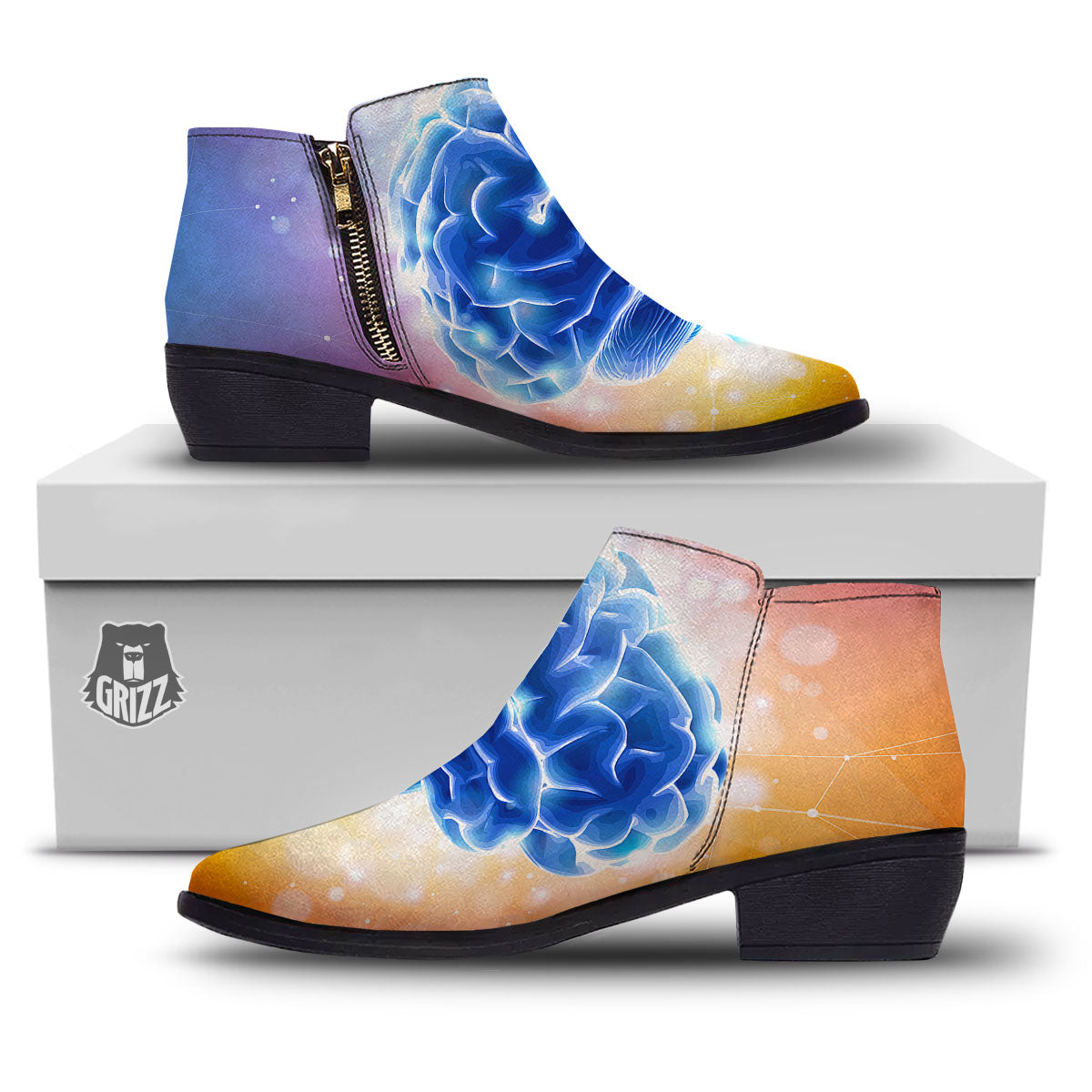 Human Brain Ankle Boots-grizzshop