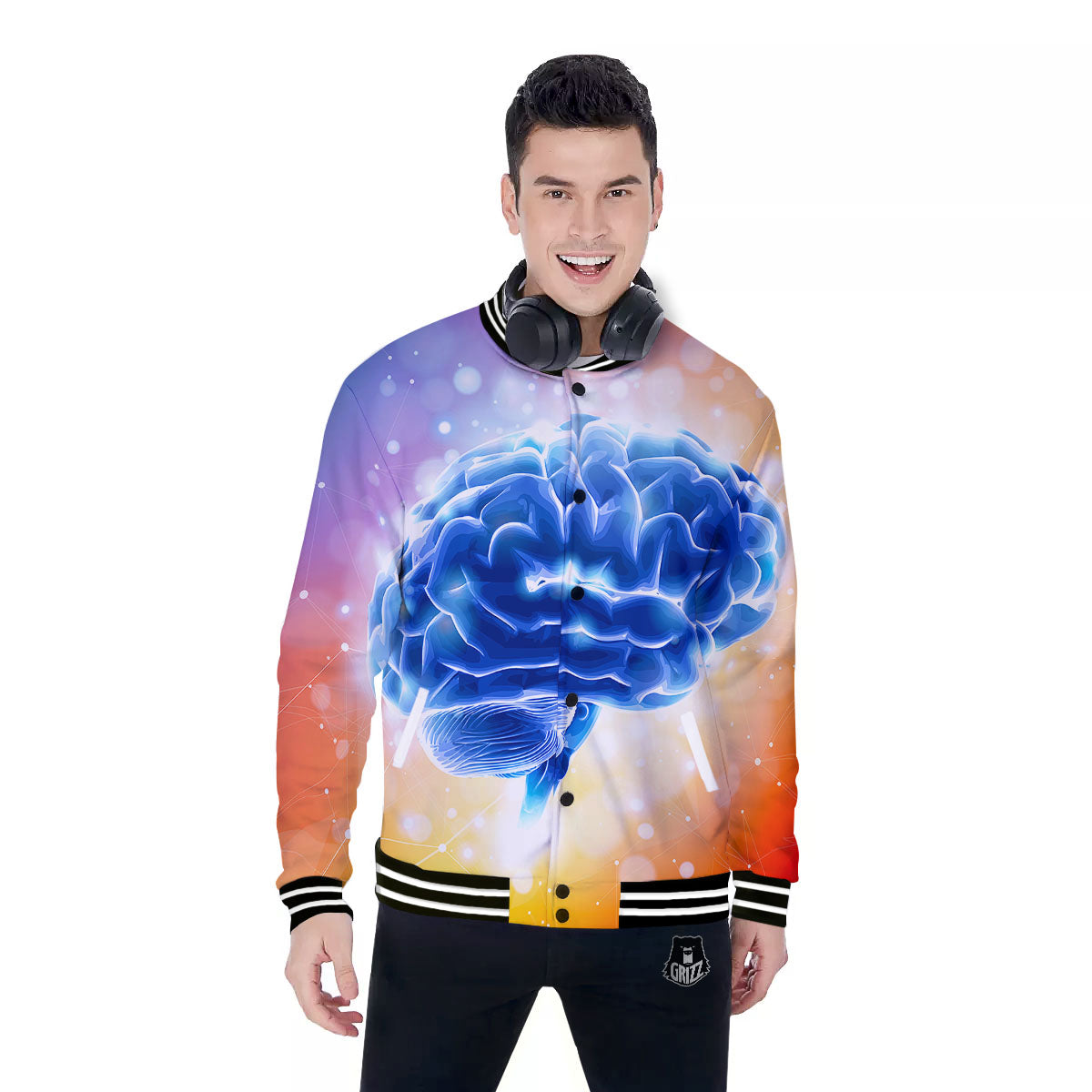Human Brain Baseball Jacket-grizzshop