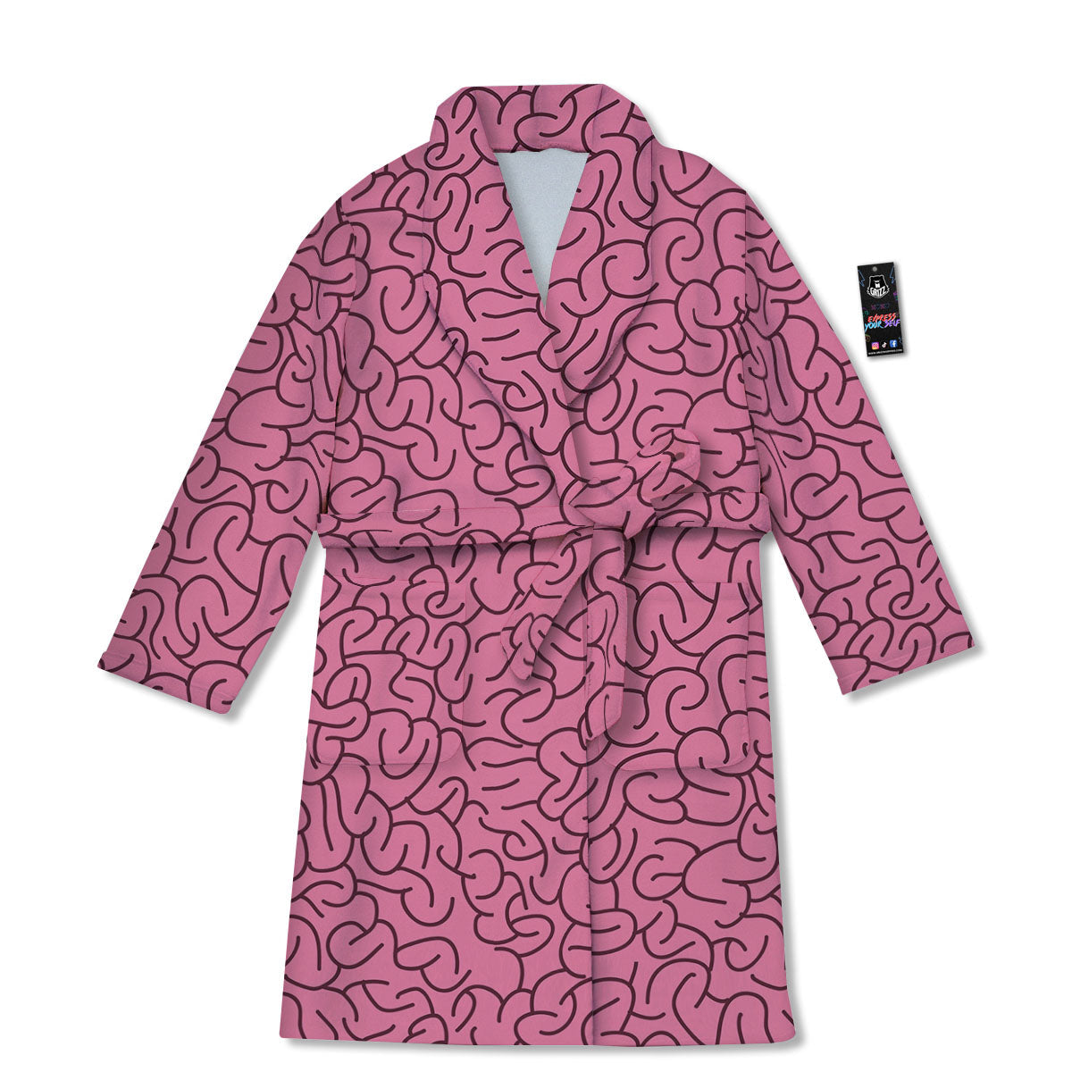 Human Brain Print Pattern Bathrobe-grizzshop