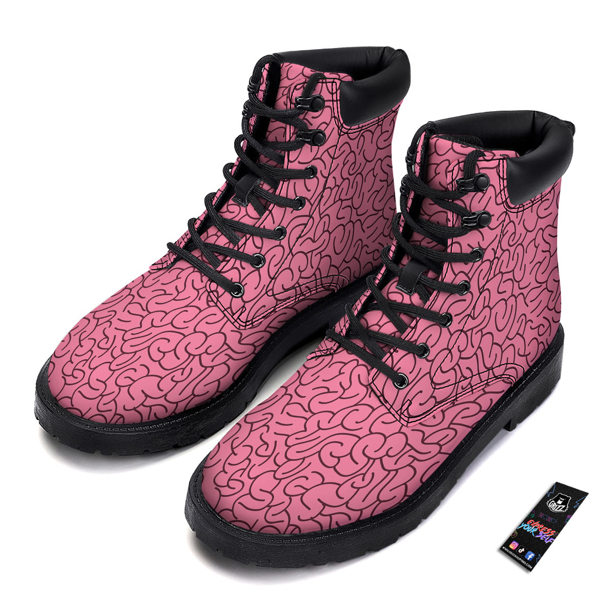 Human Brain Print Pattern Boots-grizzshop