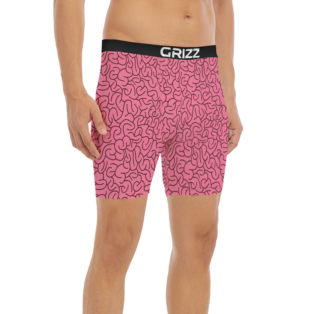 Human Brain Print Pattern Boxer Briefs-grizzshop