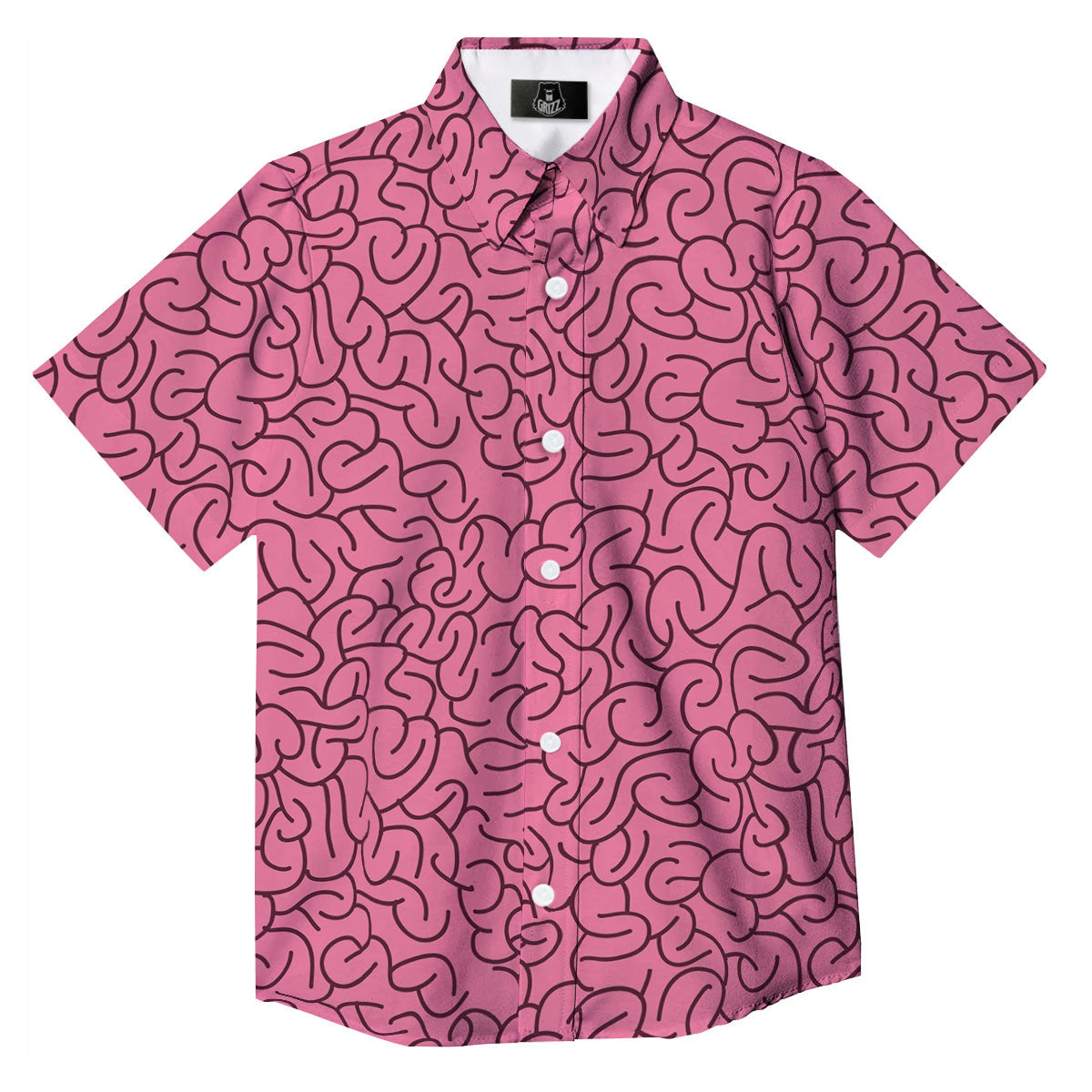 Human Brain Print Pattern Button Up Shirt-grizzshop