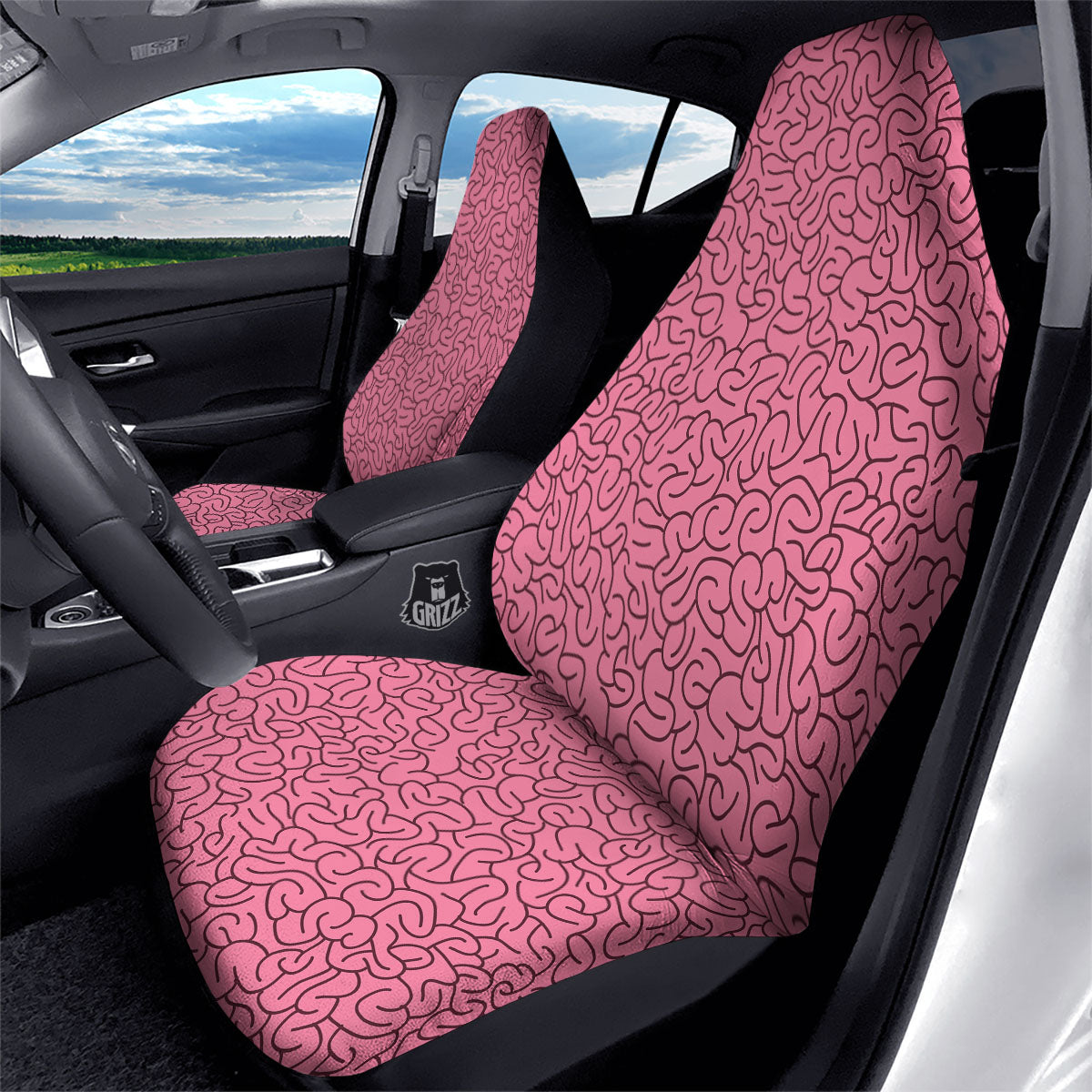 Human Brain Print Pattern Car Seat Covers-grizzshop