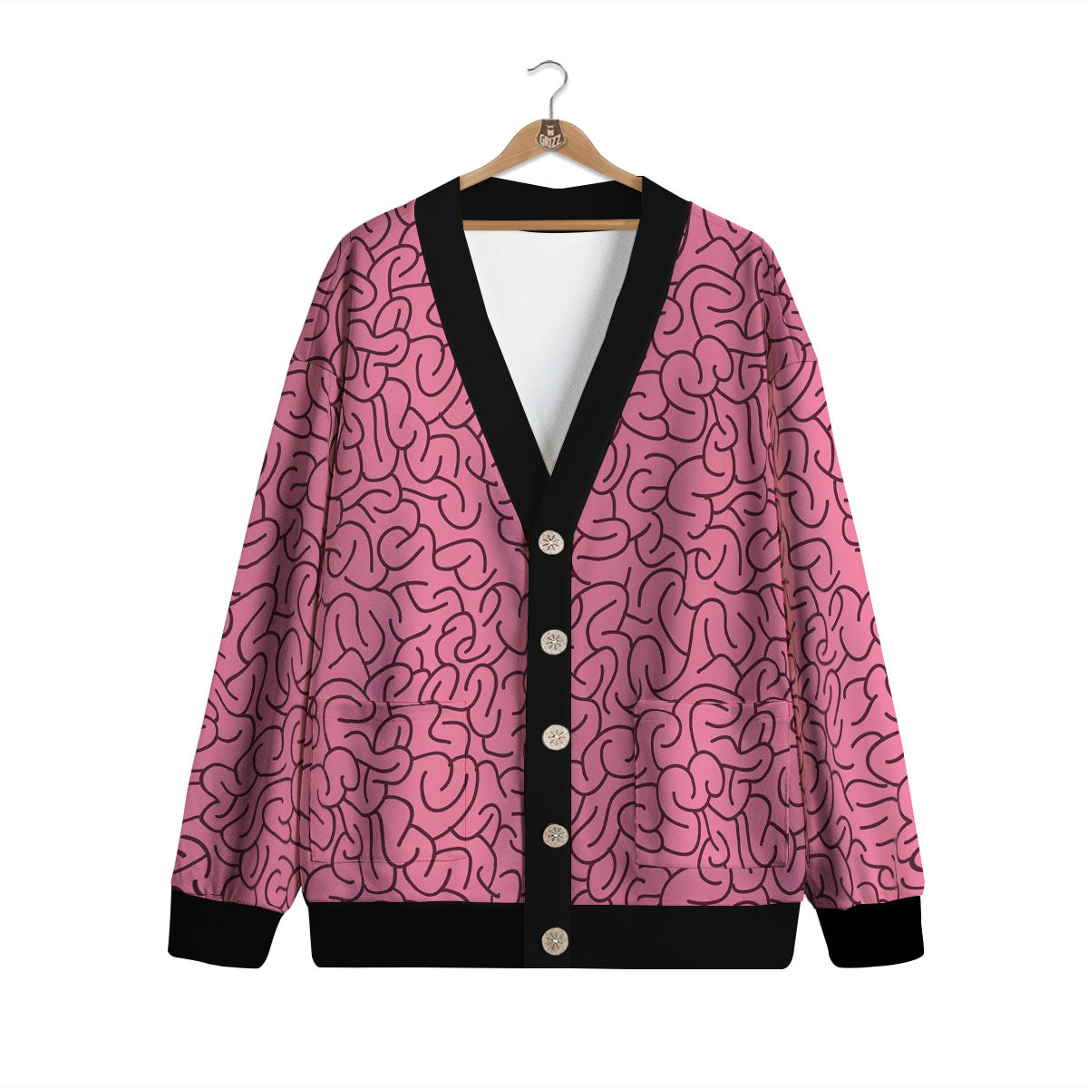 Human Brain Print Pattern Cardigan-grizzshop