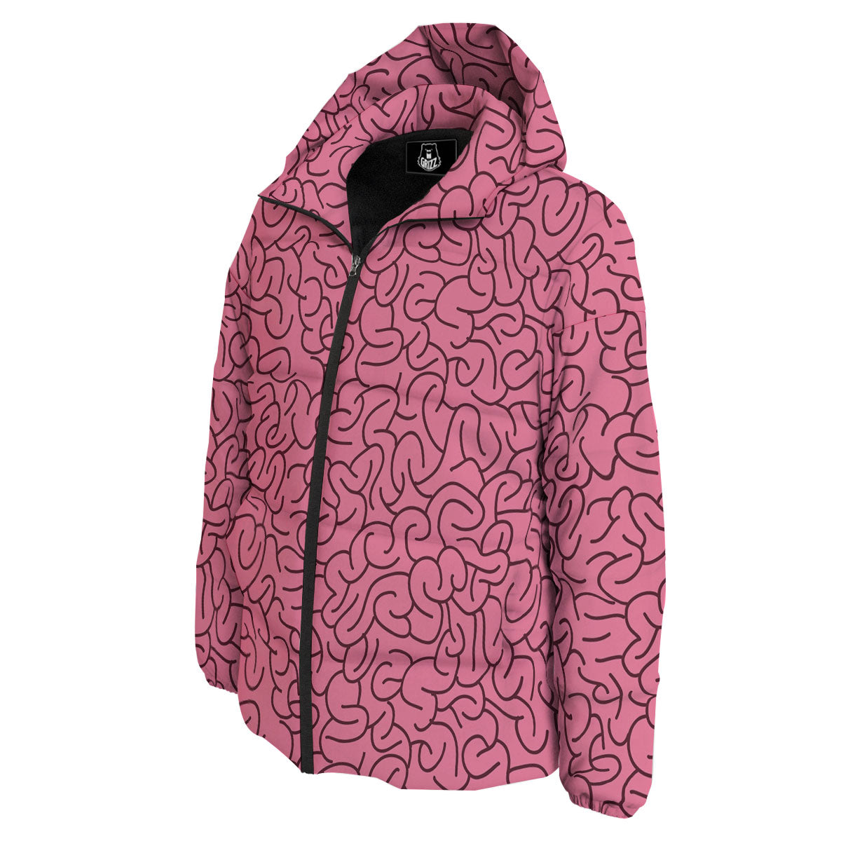Human Brain Print Pattern Down Jacket-grizzshop