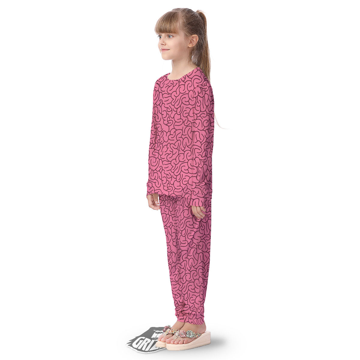 Human Brain Print Pattern Kid's Pajamas-grizzshop