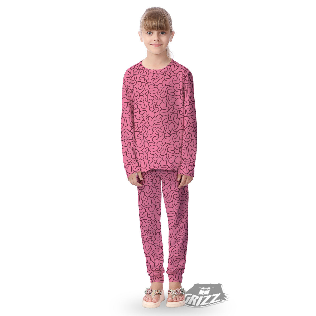 Human Brain Print Pattern Kid's Pajamas-grizzshop