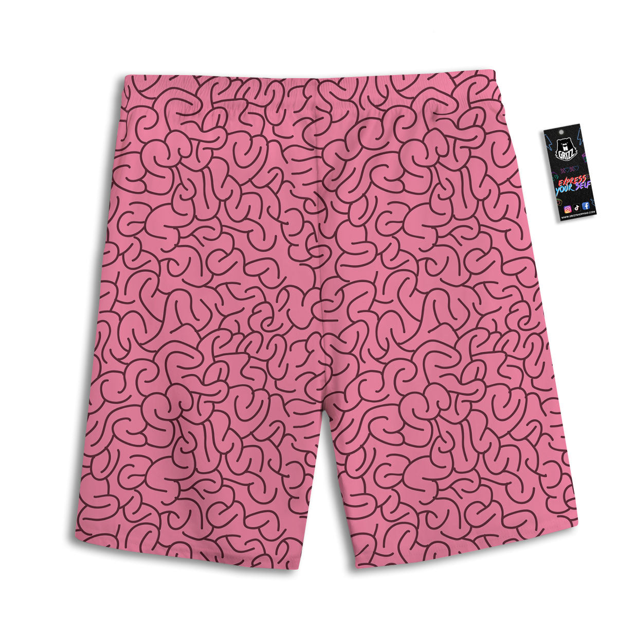 Human Brain Print Pattern Men's Athletic Shorts