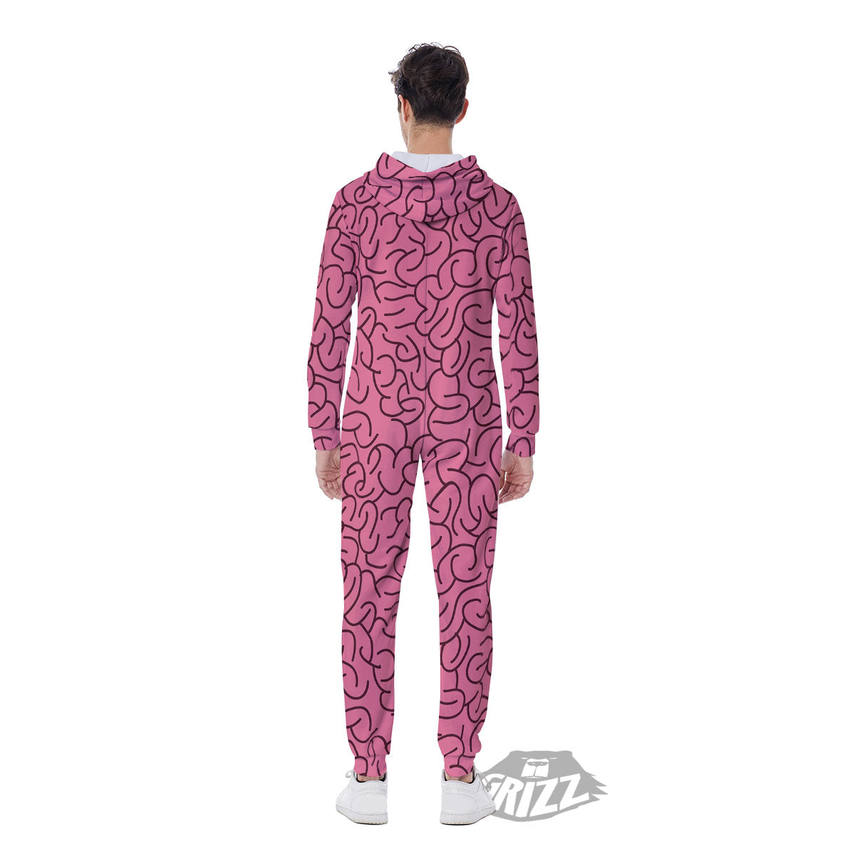 Human Brain Print Pattern Men's Jumpsuit-grizzshop