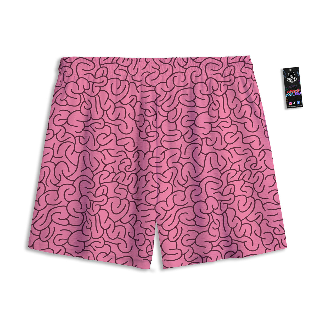 Human Brain Print Pattern Mesh Shorts