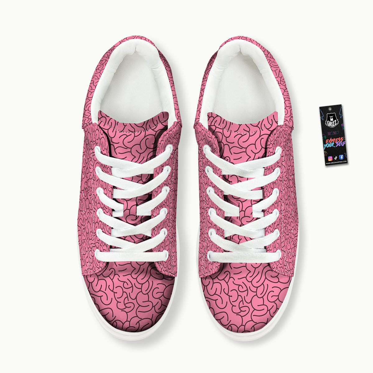Human Brain Print Pattern Platform Shoes-grizzshop